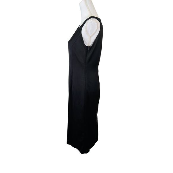John Lewis Black Satin Slip Dress Size 14 Black Formal Event Cocktail Attire LBD - Picture 5 of 13
